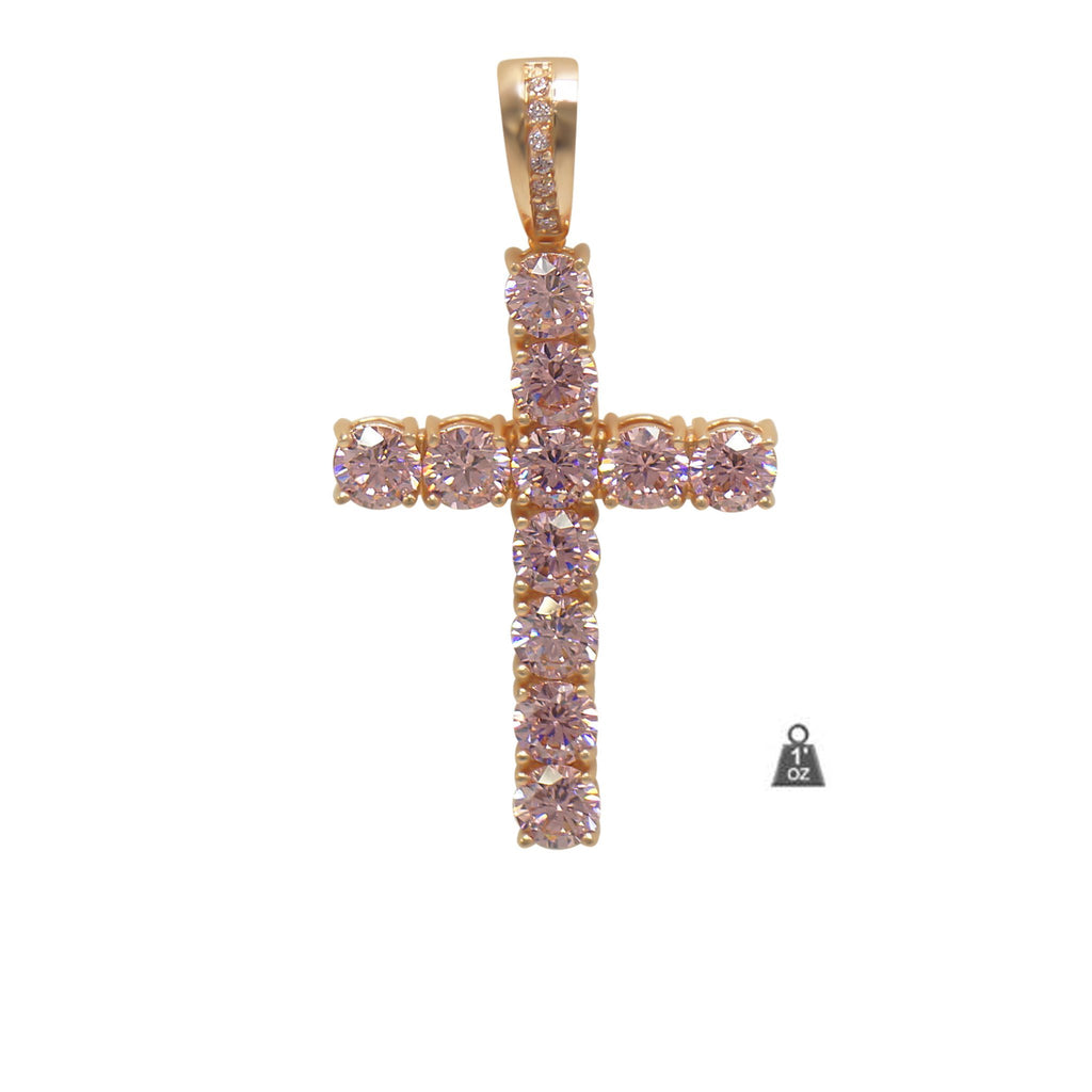 3MM Pink CZ Crystal Cross